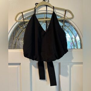 NWT Vix Paula Hermanny Black Ava Blouse Halter Top Size Large